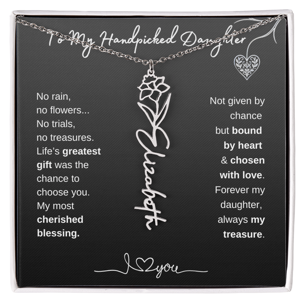 To My Handpicked Daughter / Personalized Birth Flower Name Necklace