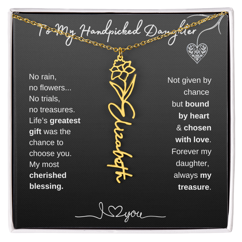 To My Handpicked Daughter / Personalized Birth Flower Name Necklace