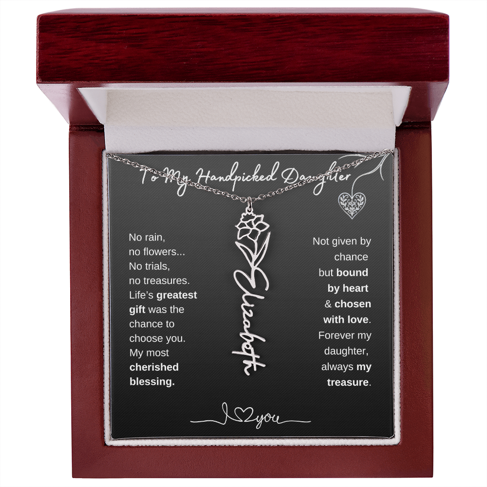To My Handpicked Daughter / Personalized Birth Flower Name Necklace