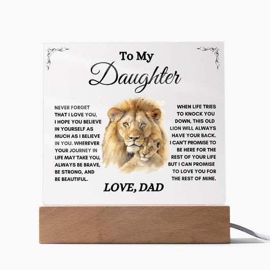 To my Daughter / Gift from Dad / Square Acrylic Plaque with LED light