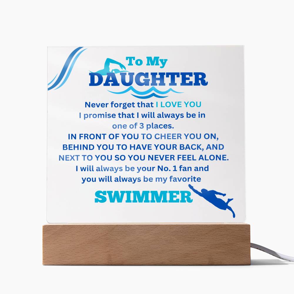 To My Daughter / No. 1 Swimmer / Gift from Mom / Gift from Dad / Acrylic Plaque with LED light