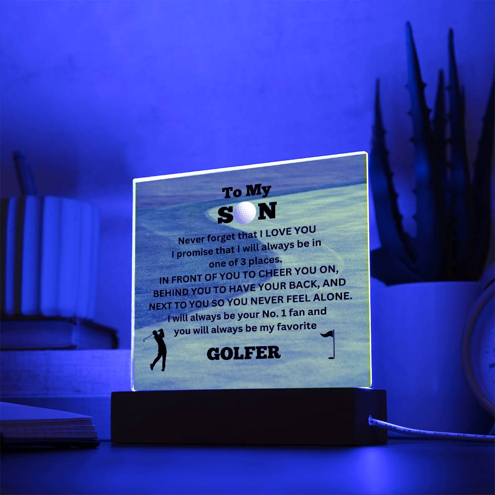 To My Son / No.1 Golfer / Gift from Mom / Gift from Dad / Acrylic Plaque with LED light