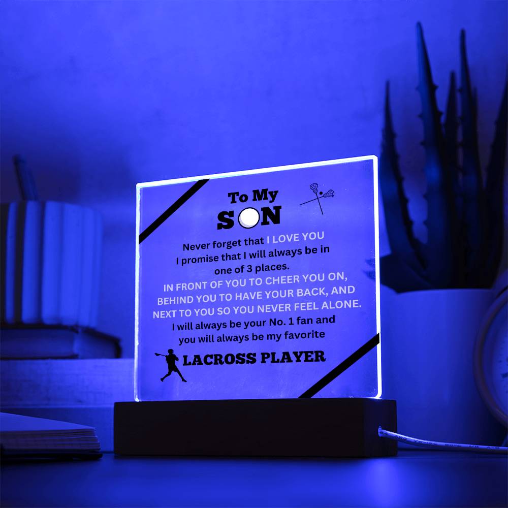 To My Son / No.1 LaCross Player / Gift from Mom / Gift from Dad / Acrylic Plaque with LED light