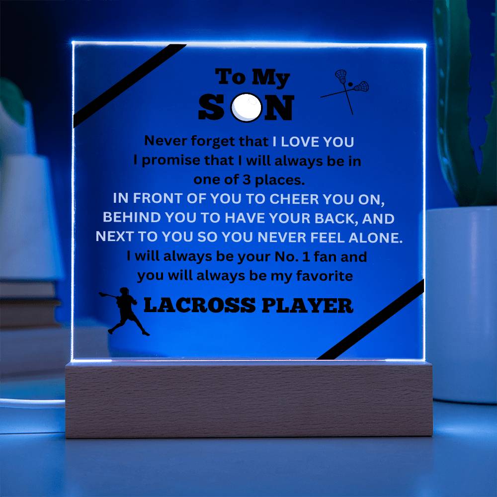 To My Son / No.1 LaCross Player / Gift from Mom / Gift from Dad / Acrylic Plaque with LED light