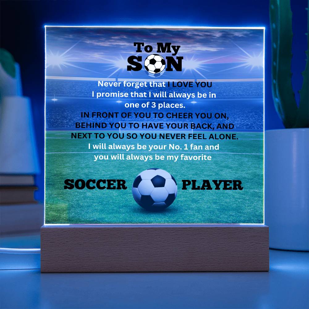 To My Son / No. 1 Soccer Player / Gift from Mom / Gift from Dad / Acrylic Plaque with LED light