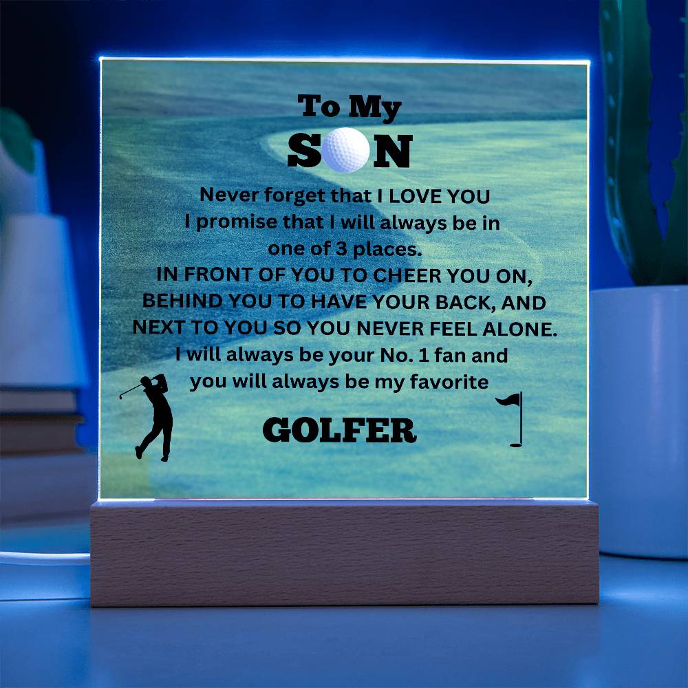 To My Son / No.1 Golfer / Gift from Mom / Gift from Dad / Acrylic Plaque with LED light