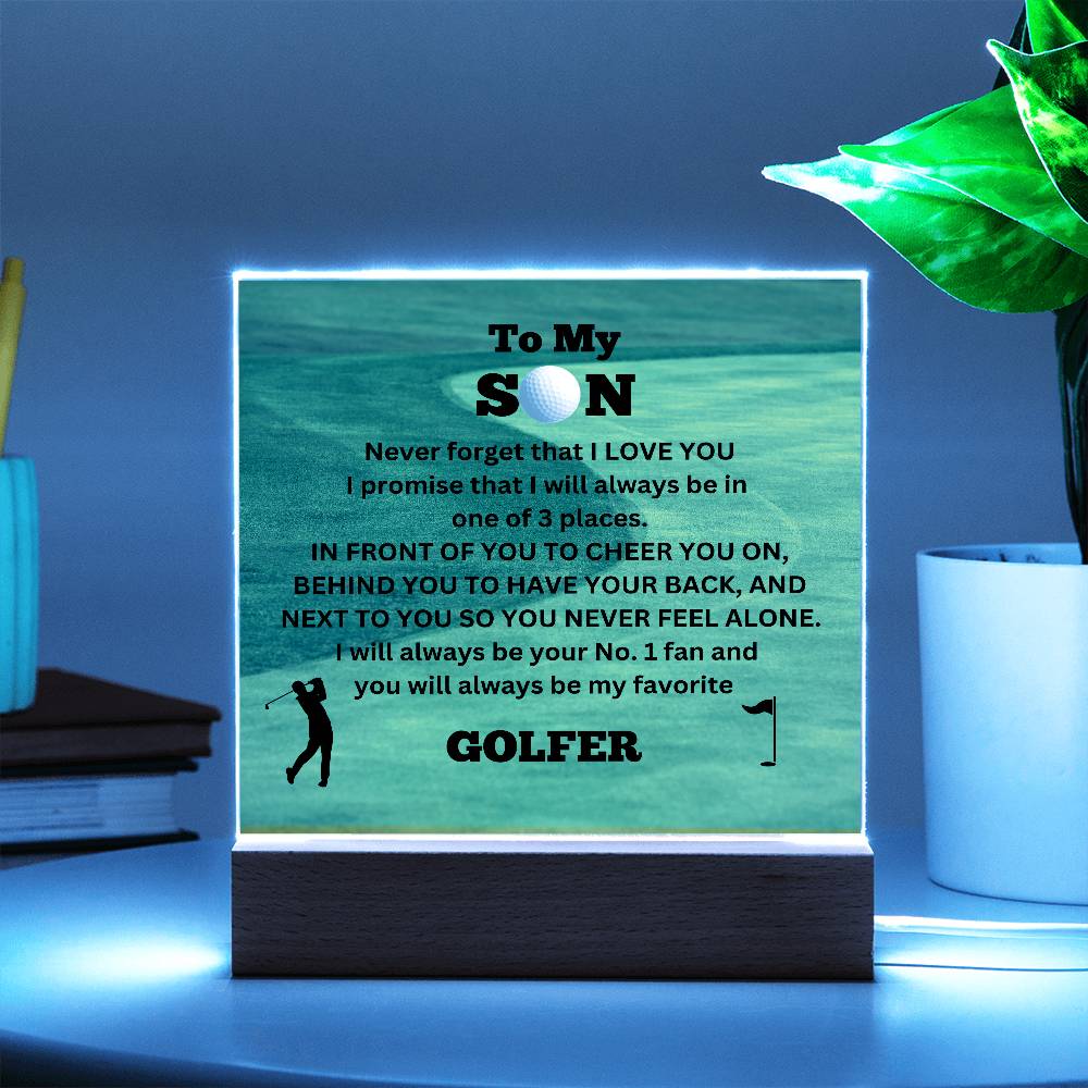 To My Son / No.1 Golfer / Gift from Mom / Gift from Dad / Acrylic Plaque with LED light