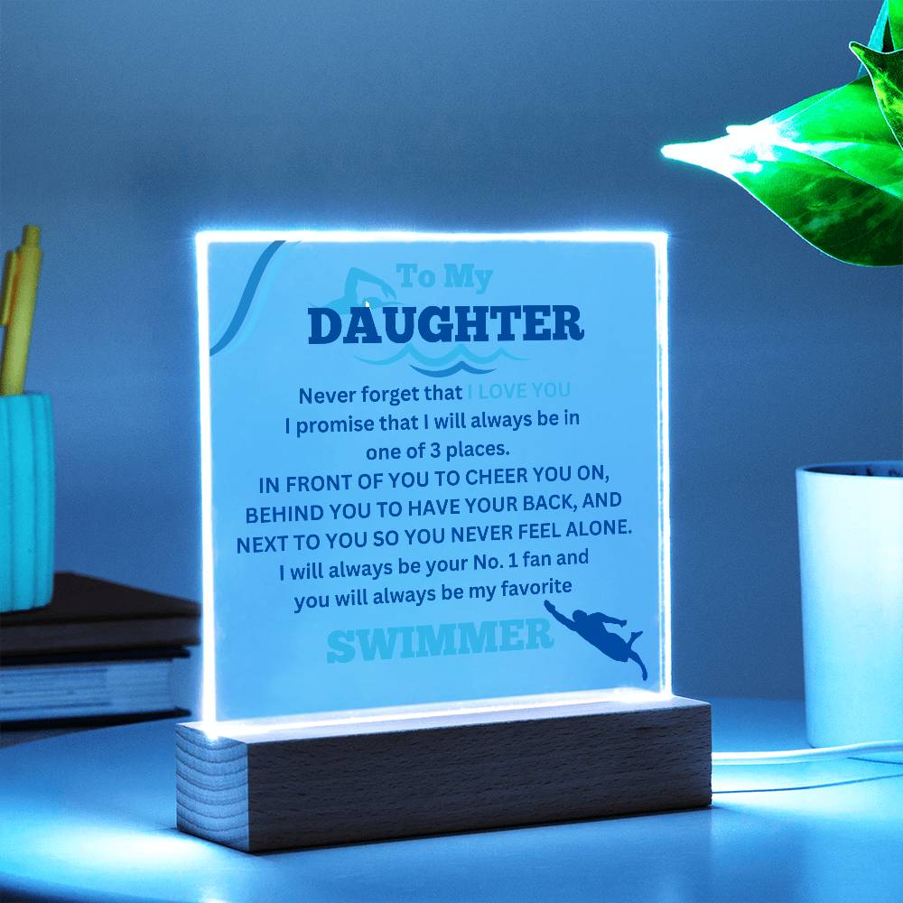 To My Daughter / No. 1 Swimmer / Gift from Mom / Gift from Dad / Acrylic Plaque with LED light