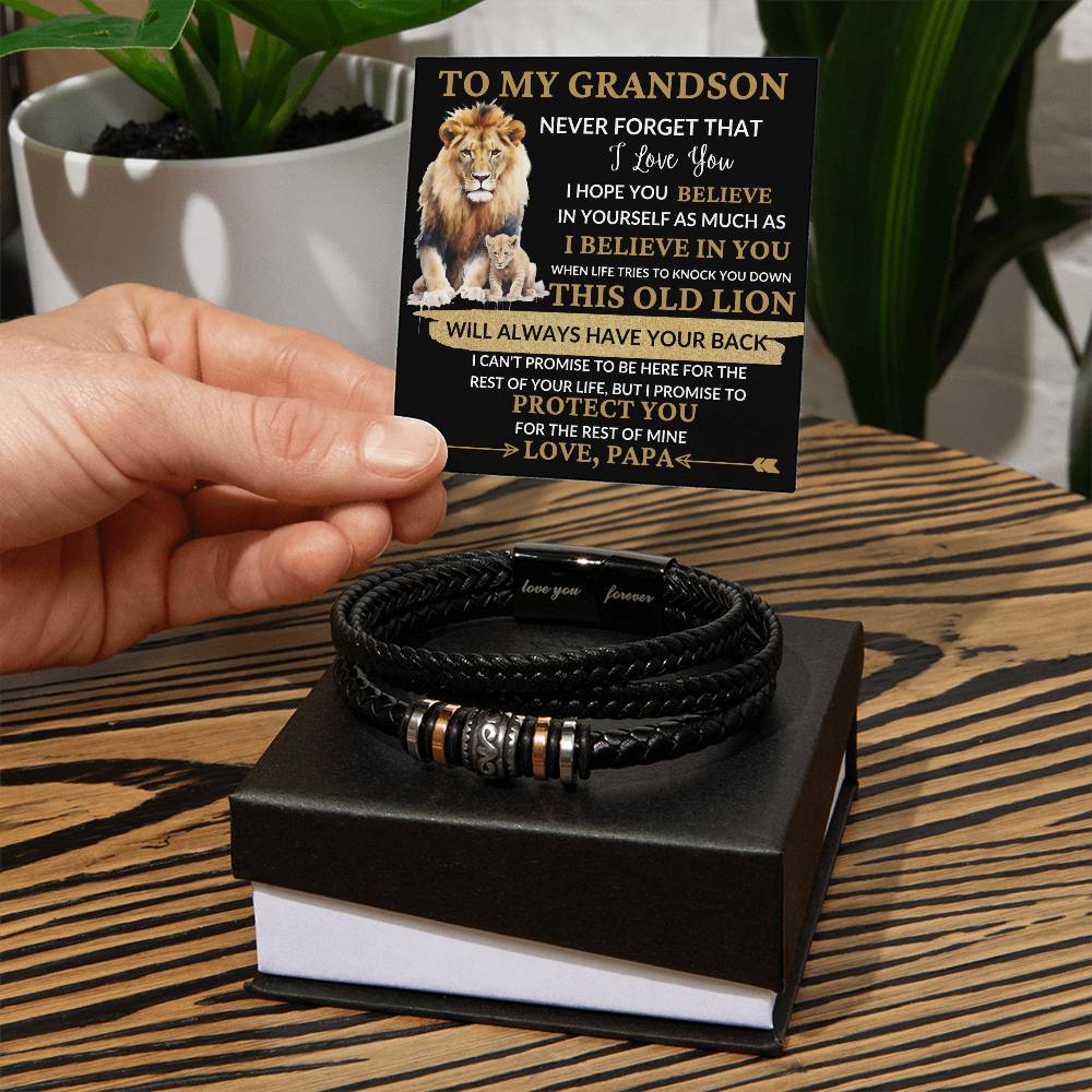 To My Grandson / Love, Papa / Men's "Love You Forever" Bracelet