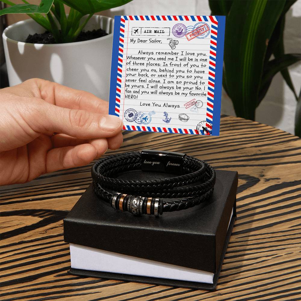 My Dear Sailor / "Love You Forever" Leather Bracelet