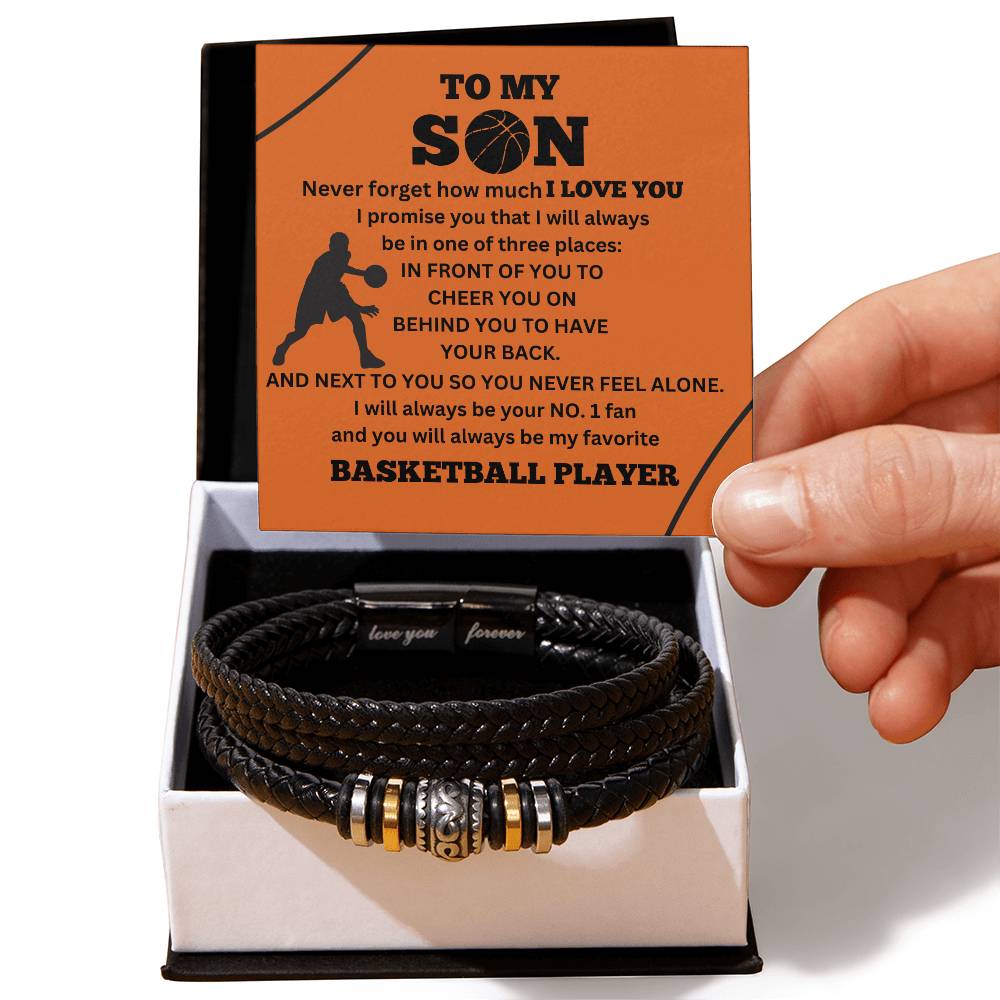 To My Son / Number One Basketball Player / Gift from Mom / Gift from Dad / Personalized Leather Bracelet