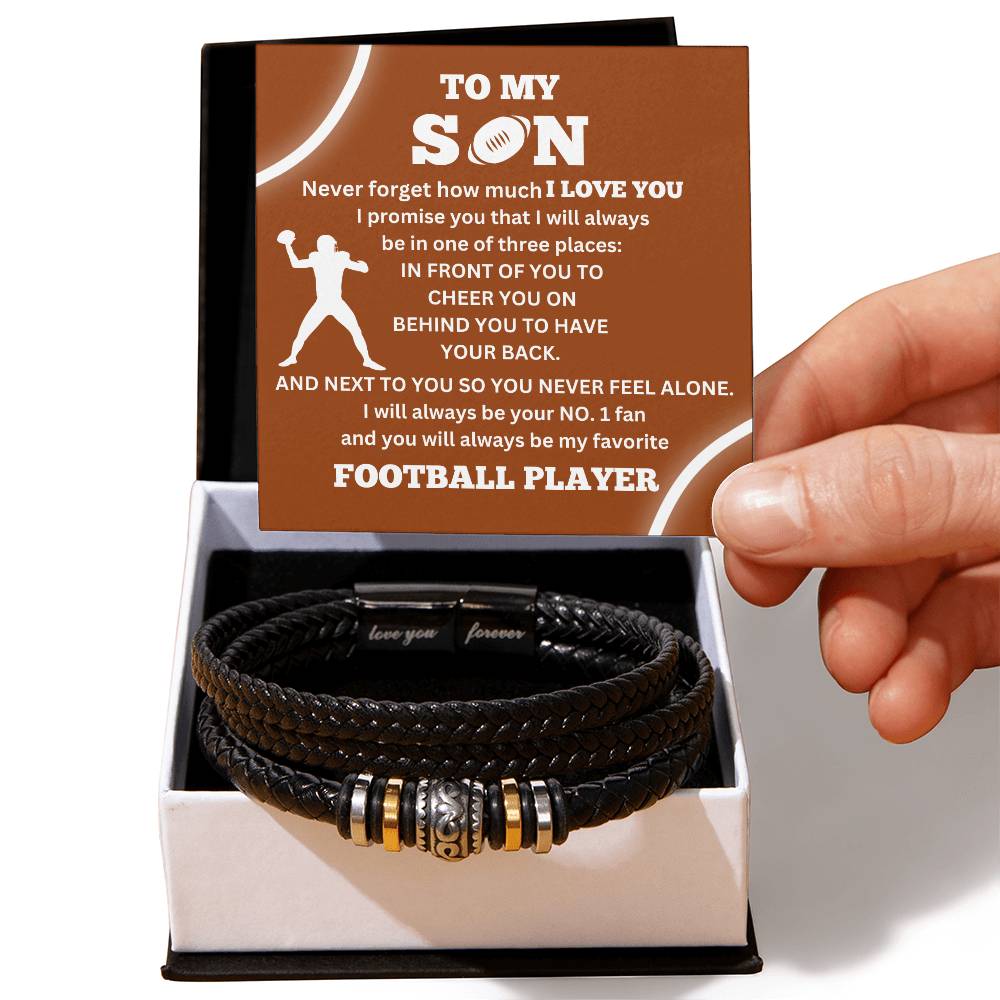 To My Son / Number One Football Player / Gift from Mom / Gift from Dad / Personalized Leather Bracelet