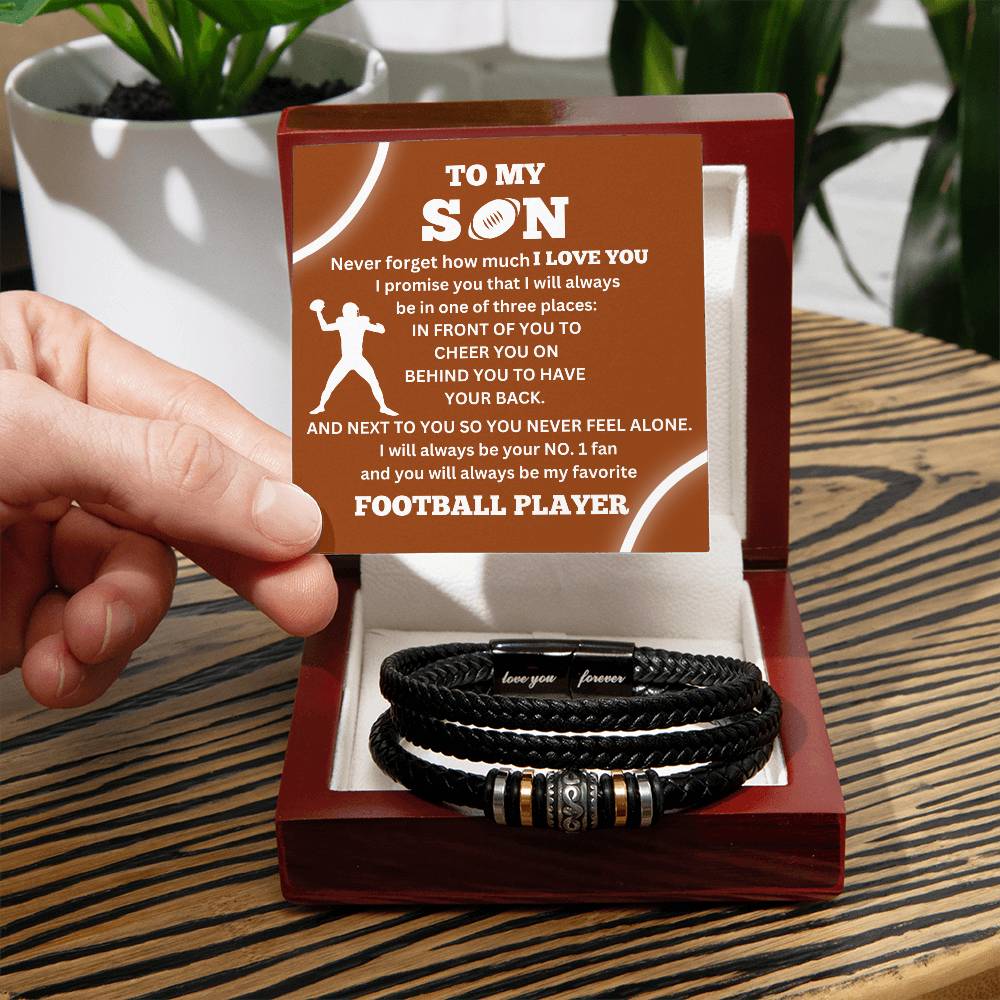 To My Son / Number One Football Player / Gift from Mom / Gift from Dad / Personalized Leather Bracelet