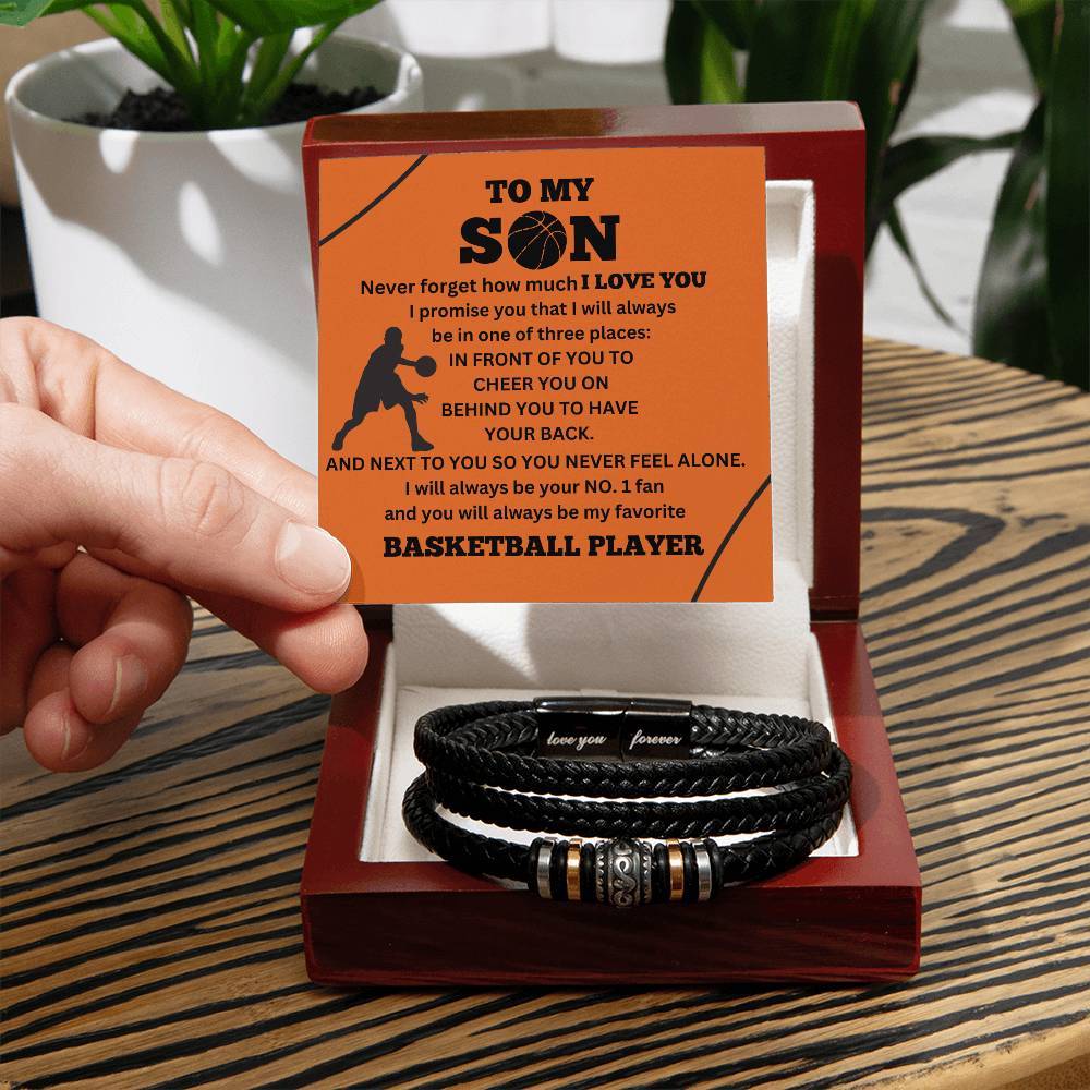 To My Son / Number One Basketball Player / Gift from Mom / Gift from Dad / Personalized Leather Bracelet