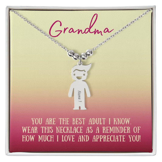 Grandma / Best Adult / Engraved Kid Charm Necklace