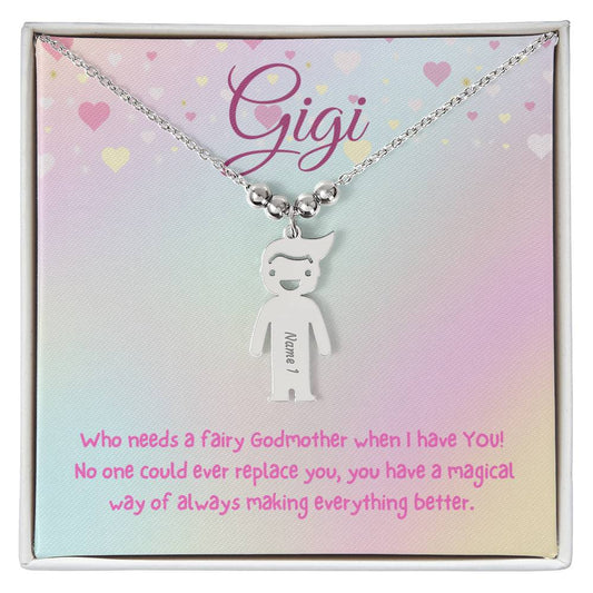 Gigi / Magical / Engraved Kid Charm Necklace