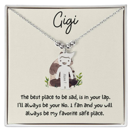 Gigi / Best Place is in your Lap / Engraved Kid Charm Necklace