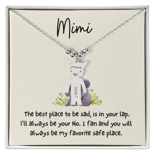 Mimi / Best Place is in your Lap (Koalas) / Engraved Kid Charm Necklace