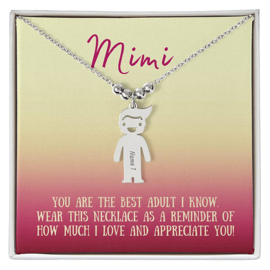 Mimi / Best Adult / Engraved Kid Charm Necklace