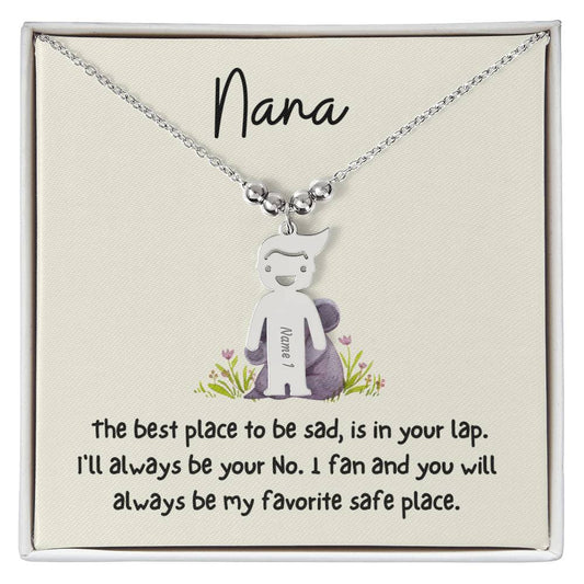 Nana / Best Place is in your Lap (Koalas) / Engraved Kid Charmed Necklace