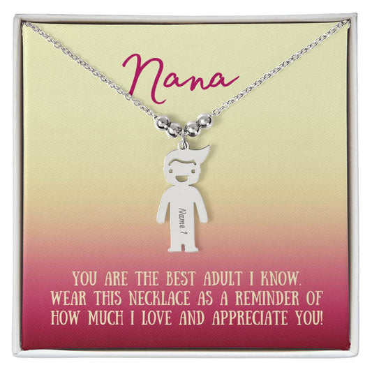 Nana / Best Adult / Engraved Kid Charm Necklace