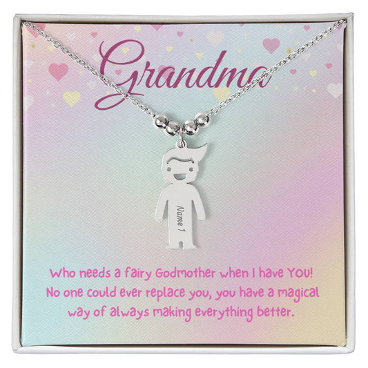 Grandma / Magical / Engraved Kid Charm Necklace