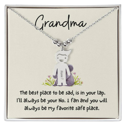 Grandma / Best Place to be is in your Lap (Koalas) / Engraved Kid Charm Necklace