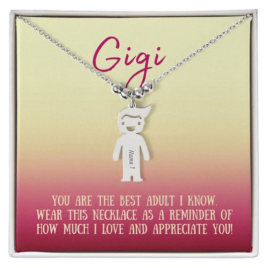 Gigi / Best Adult / Engraved Kid Charm Necklace