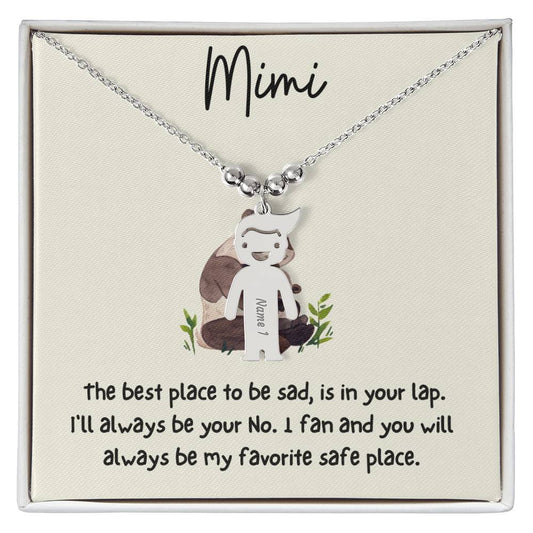 Mimi / Best Place is in your Lap (Pandas) / Engraved Kid Charm Necklace