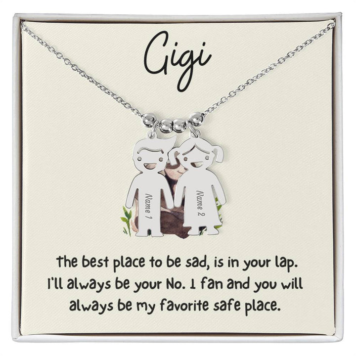 Gigi / Best Place is in your Lap / Engraved Kid Charm Necklace