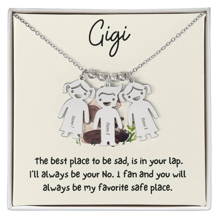 Gigi / Best Place is in your Lap / Engraved Kid Charm Necklace