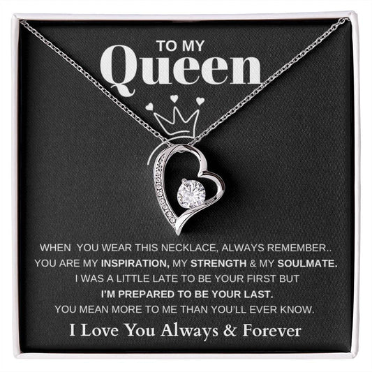 To My Queen / Forever Love Necklace / Personalized Message Card