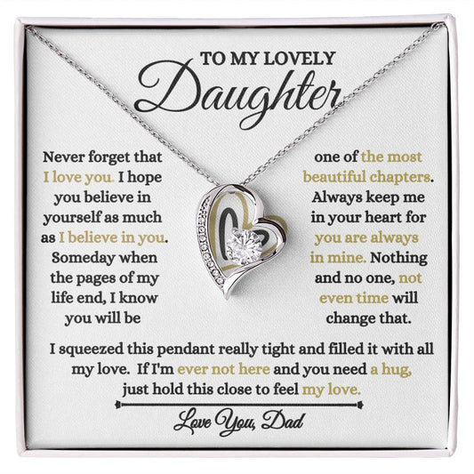 To My Lovely Daughter / Gift from Mom / Gift from Dad / Forever Love Necklace / Personalized Message Card