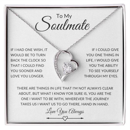 To My Soulmate / Hand in Hand / Forever Love Necklace / Personalized Message Card