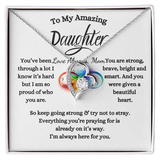 To My Amazing Daughter / Gift from Mom / Gift from Dad / Forever Love Necklace / Personalized Message Card