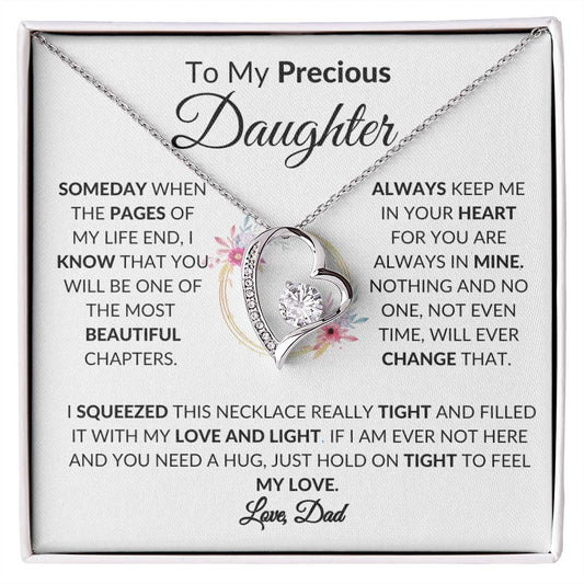 To My Precious Daughter / Gift from Mom / Gift from Dad / Forever Love Necklace / Personalized Message Card