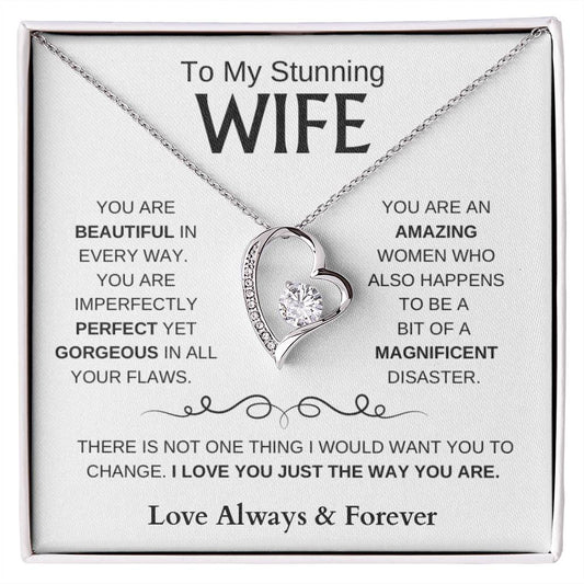 To My Stunning Wife / Forever Love Necklace / Personalized Message Card