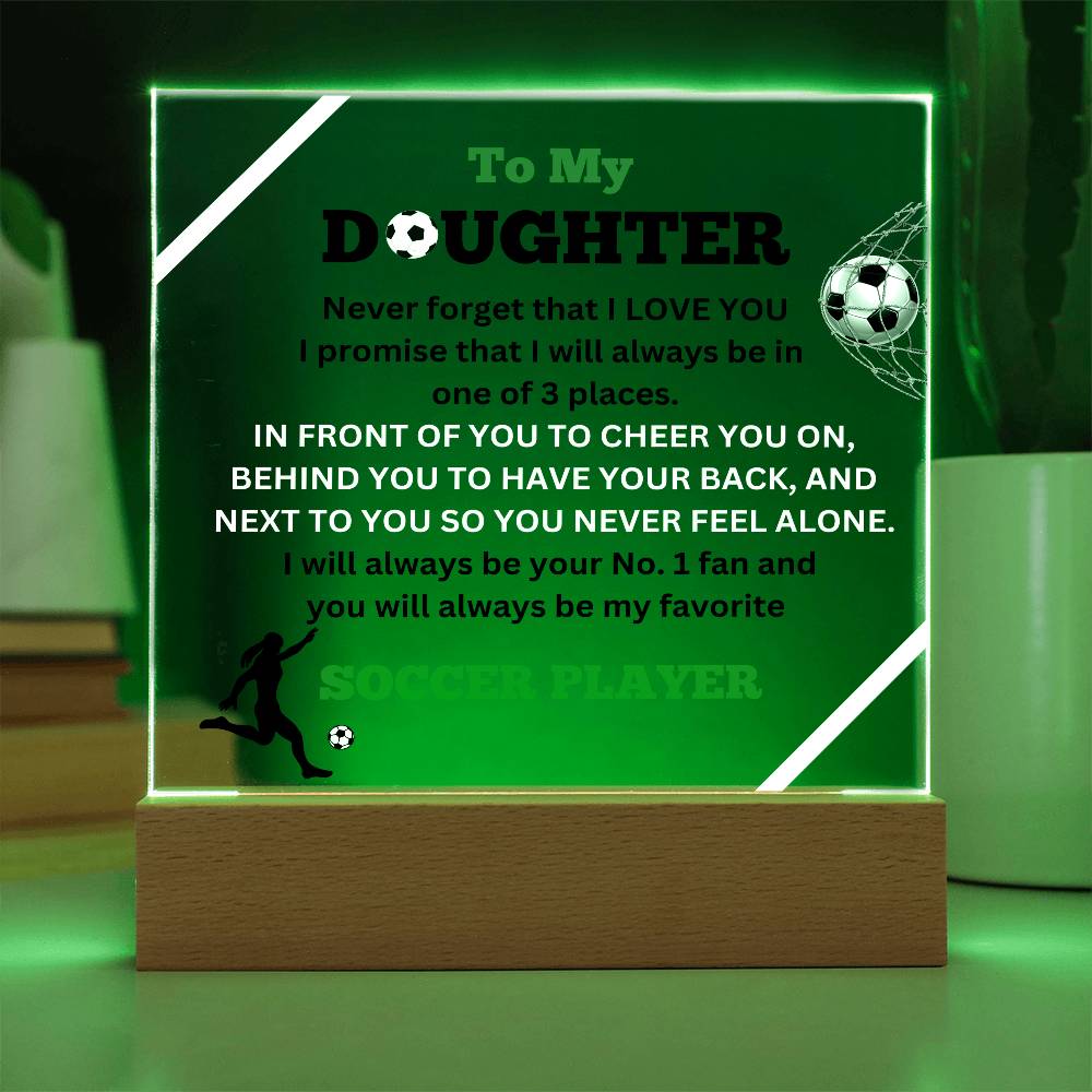 To My Daughter / No.1 Soccer Player / Gift from Mom / Gift from Dad / Acrylic Plaque with LED light