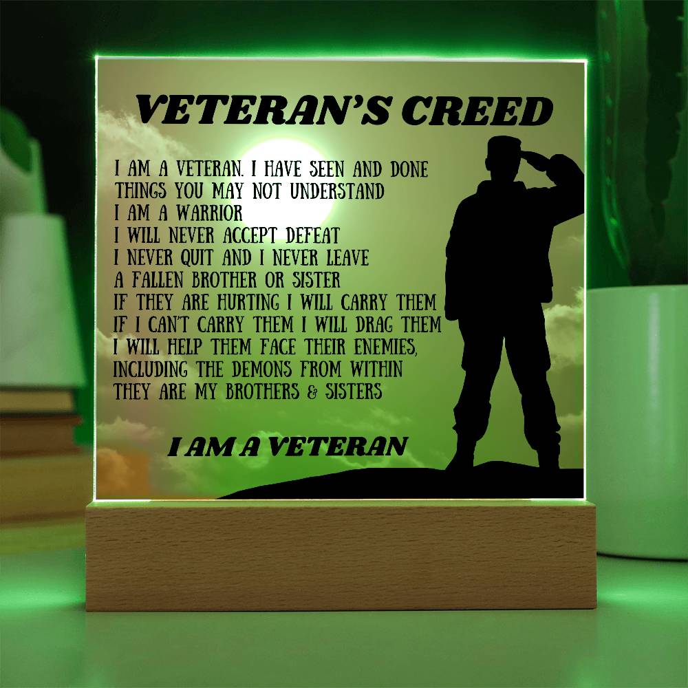 Veteran's Creed Acrylic Plaque