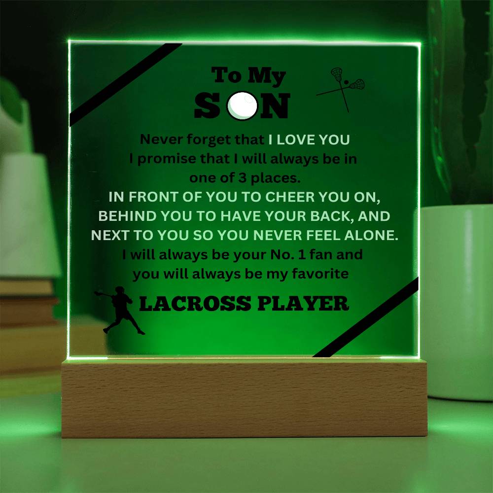 To My Son / No.1 LaCross Player / Gift from Mom / Gift from Dad / Acrylic Plaque with LED light