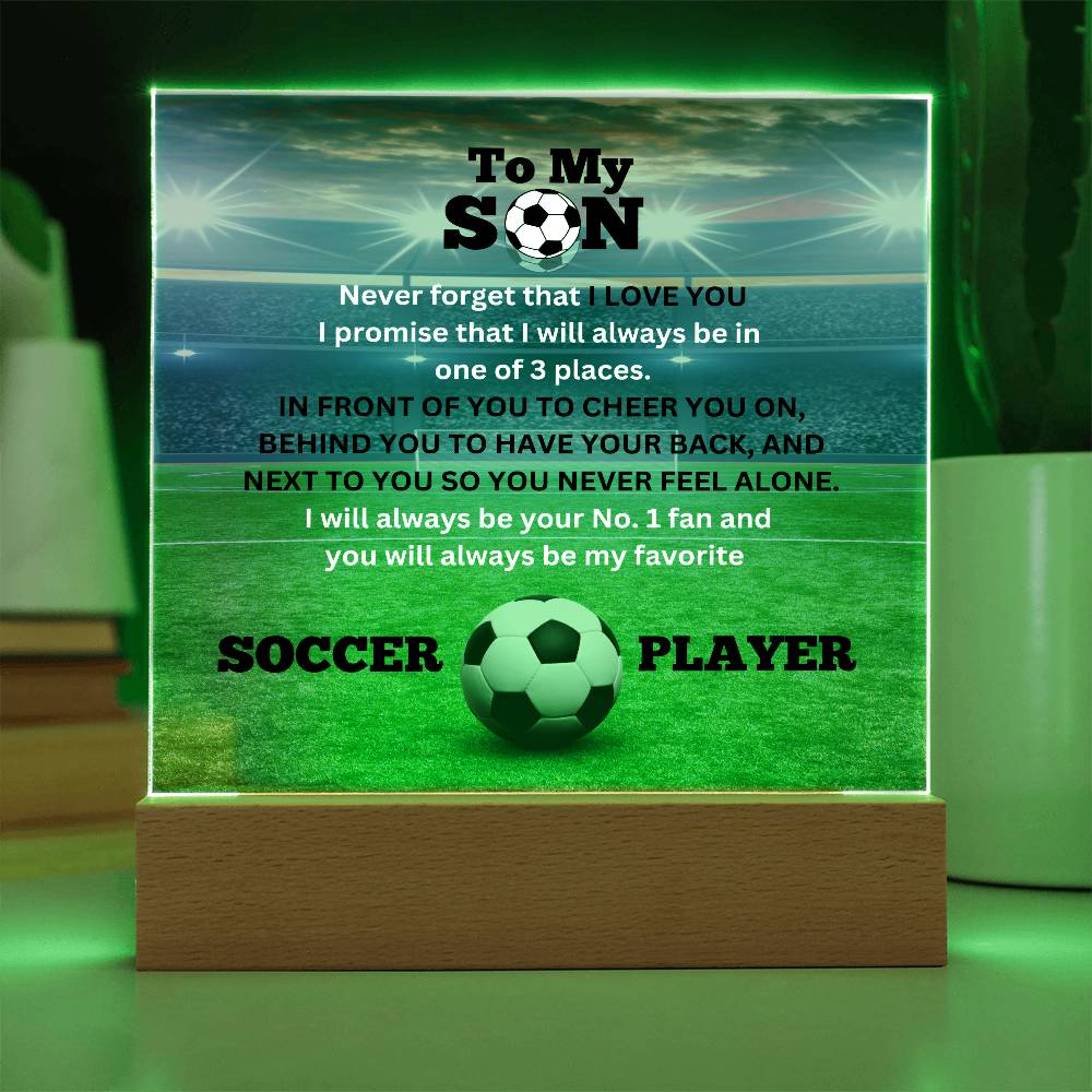 To My Son / No. 1 Soccer Player / Gift from Mom / Gift from Dad / Acrylic Plaque with LED light