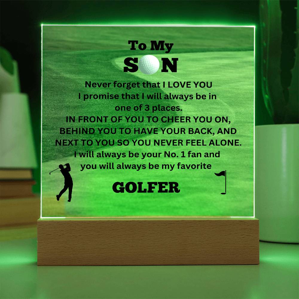 To My Son / No.1 Golfer / Gift from Mom / Gift from Dad / Acrylic Plaque with LED light