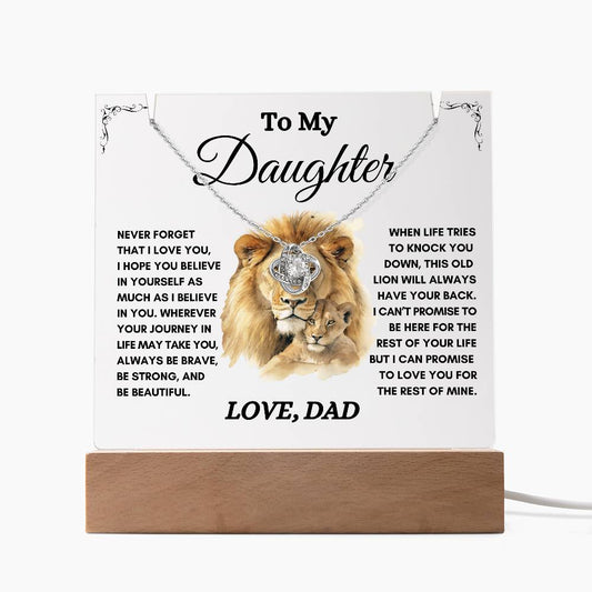 To My Daughter / Gift from Dad / Keepsake Acrylic Bundle with Love Knot Necklace