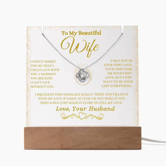 To My Wife / Gift from Husband / Keepsake Acrylic Bundle with Love Knot Necklace