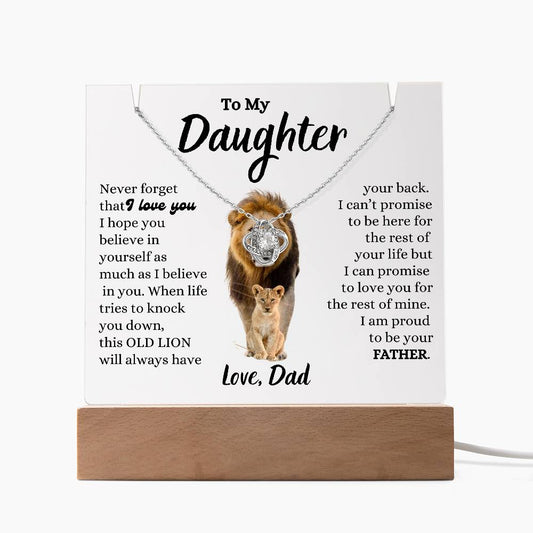 To My Daughter / Gift from Dad / Keepsake Acrylic Bundle with Love Knot Necklace