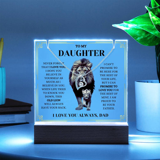 To My Daughter / Gift from Dad / Keepsake Acrylic Bundle with Forever Love Necklace