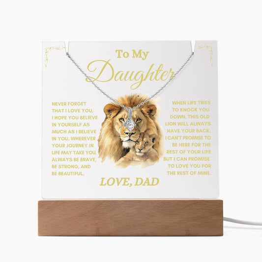 To My Daughter / Gift from Dad / Keepsake Acrylic Bundle with Alluring Beauty Necklace with LED light