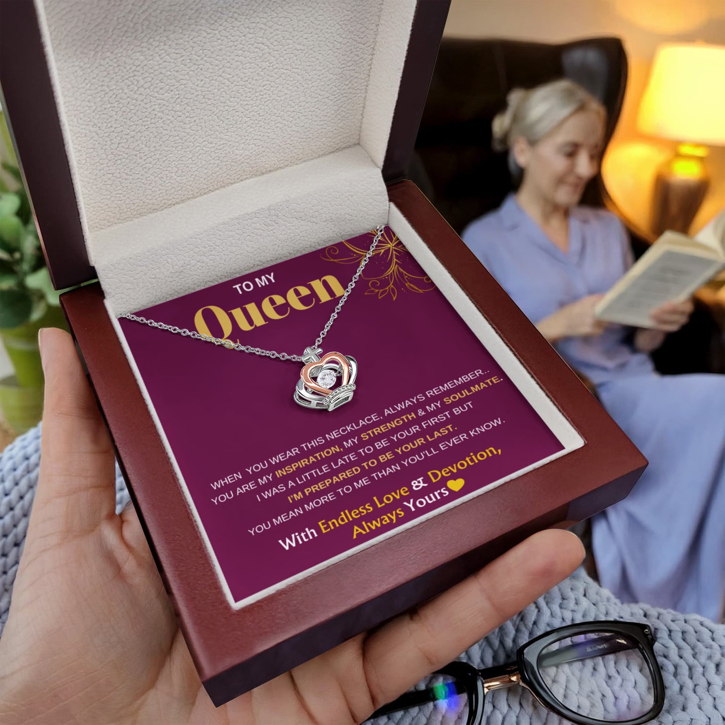 To My Queen- Love Your Most Devoted- Crown Pendant Necklace