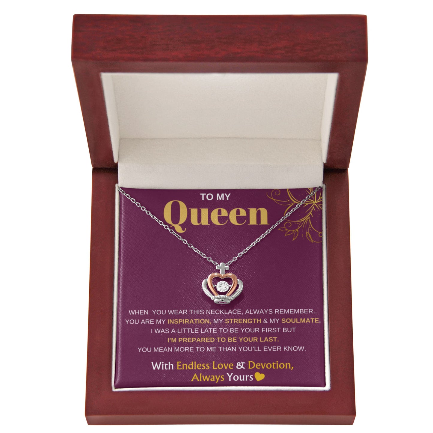 To My Queen- Love Your Most Devoted- Crown Pendant Necklace