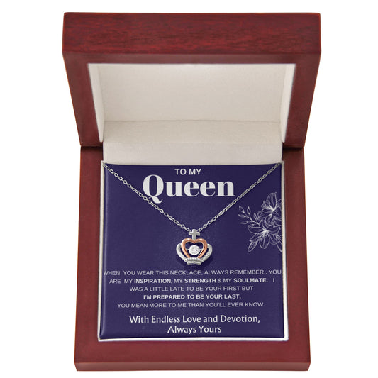 To My Queen - With Endless Love and Devotion- Crown Pendant Necklace